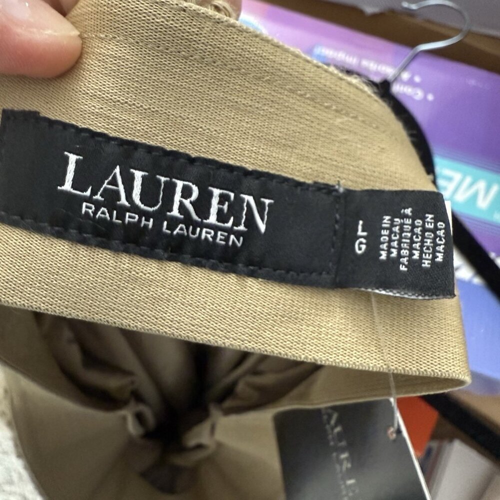 Lauren Ralph Lauren Midi Skirt Women's Beige Linen Rib Knit Pencil Size L NWT - Picture 10 of 12